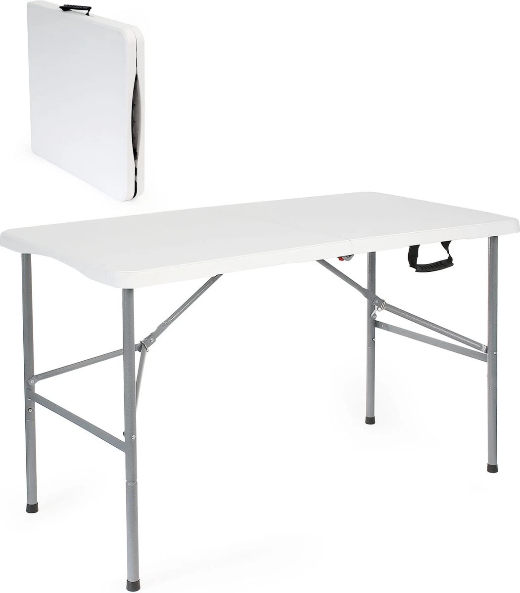 Toboli Klaptafel 120x60x74cm Campingtafel Wit; Bijzettafel, Inklapbare Tafel - Multistrobe - Afbeelding 5