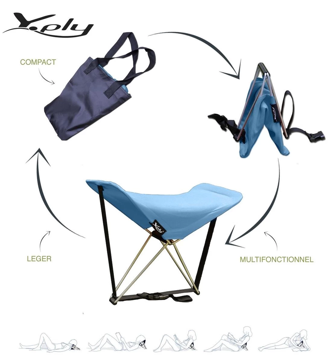 Y-ply Ruggensteuntje - Strandstoel - Opvouwbaar - Rood - Afbeelding 3