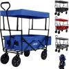 AREBOS Handwagen Vouwbare Dak Handwagen Vouwbare Trolley Uitrustingswagen Blauw