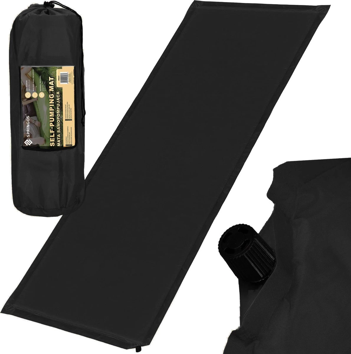 Springos Slaapmat | Zelfopblazend | 180 Cm | Inclusief Hoes | Zwart - Afbeelding 17