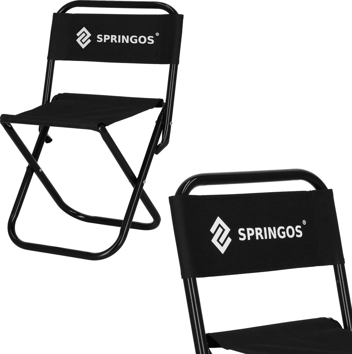 Springos Campingstoel | Kampeerstoel | Vouwstoel | Klapstoel | Zwart - Afbeelding 8