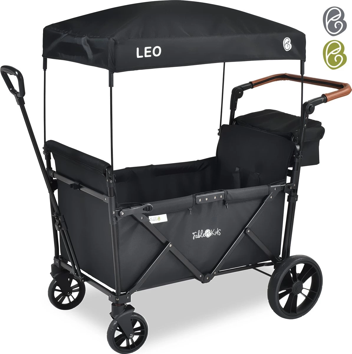 FableKids LEO X2 Lite Opvouwbare Handkar Met Dak Onyx Zwart