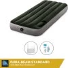 Intex Luchtbed - 1-Persoons - 76 X 191 X 25 Cm - Groen - Met Ingebouwde Voetpomp + Hoeslaken Wit + Reparatieset