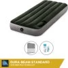 Intex Luchtbed - 1-Persoons - 76 X 191 X 25 Cm - Groen - Met Ingebouwde Voetpomp + Hoeslaken Antraciet + Reparatieset
