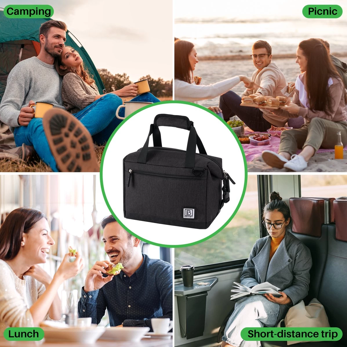 Brisby 4 Laags Geïsoleerde Koeltas - Lunchtas 12 Liter - Extra Ruimte Uitvouwbaar- Zwart - Afbeelding 4