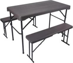 Rijoka Campingtafel Met Banken - Houtlook | Inklapbare Picknickset 108 X 60cm