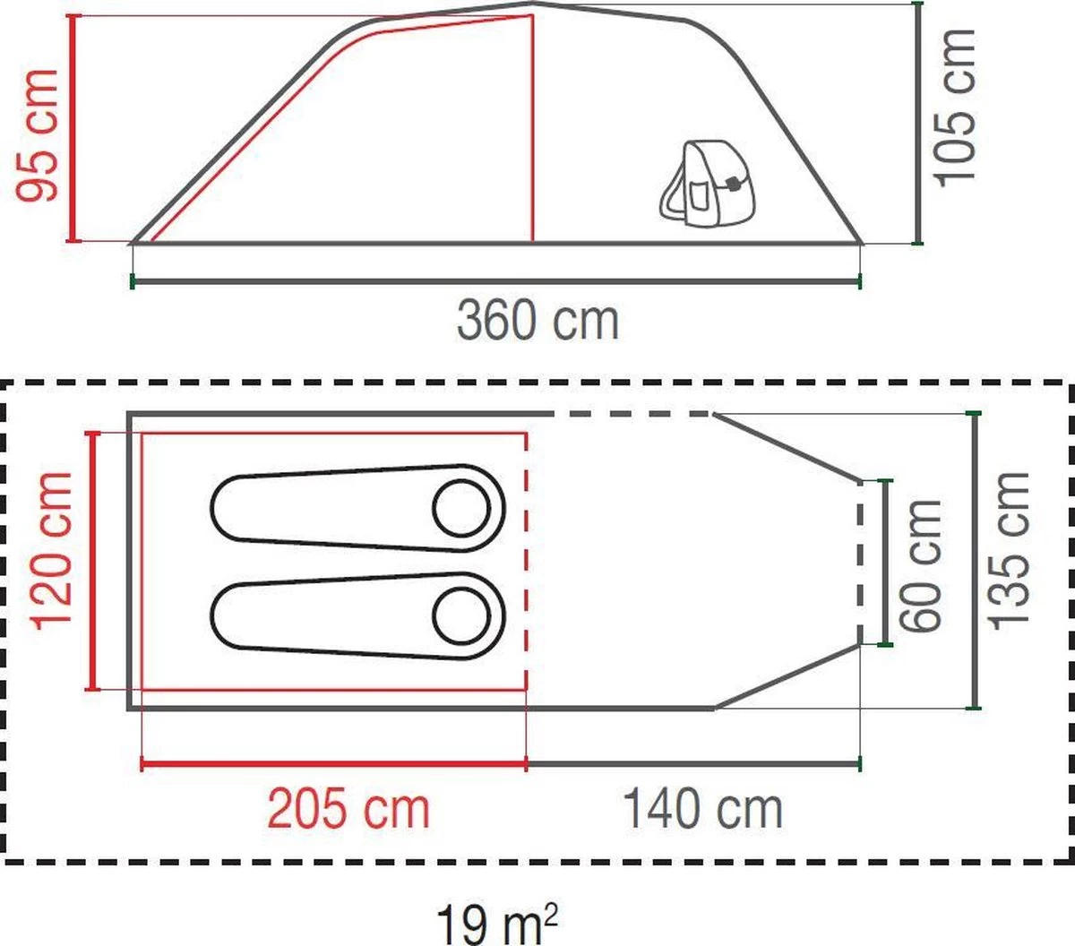 Coleman Cortes 2 Tunneltent - 2-Persoons - Blauw/Wit - Afbeelding 5