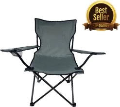 Benson Campingstoel - Inklapbaar Visstoel - Vouwstoel - Comfortabel - Opvouwbaar Stoel - Max. 120 KG - Grijs - 50x50x80cm - Cadeau Man - Strandstoel - Stoel Camperen