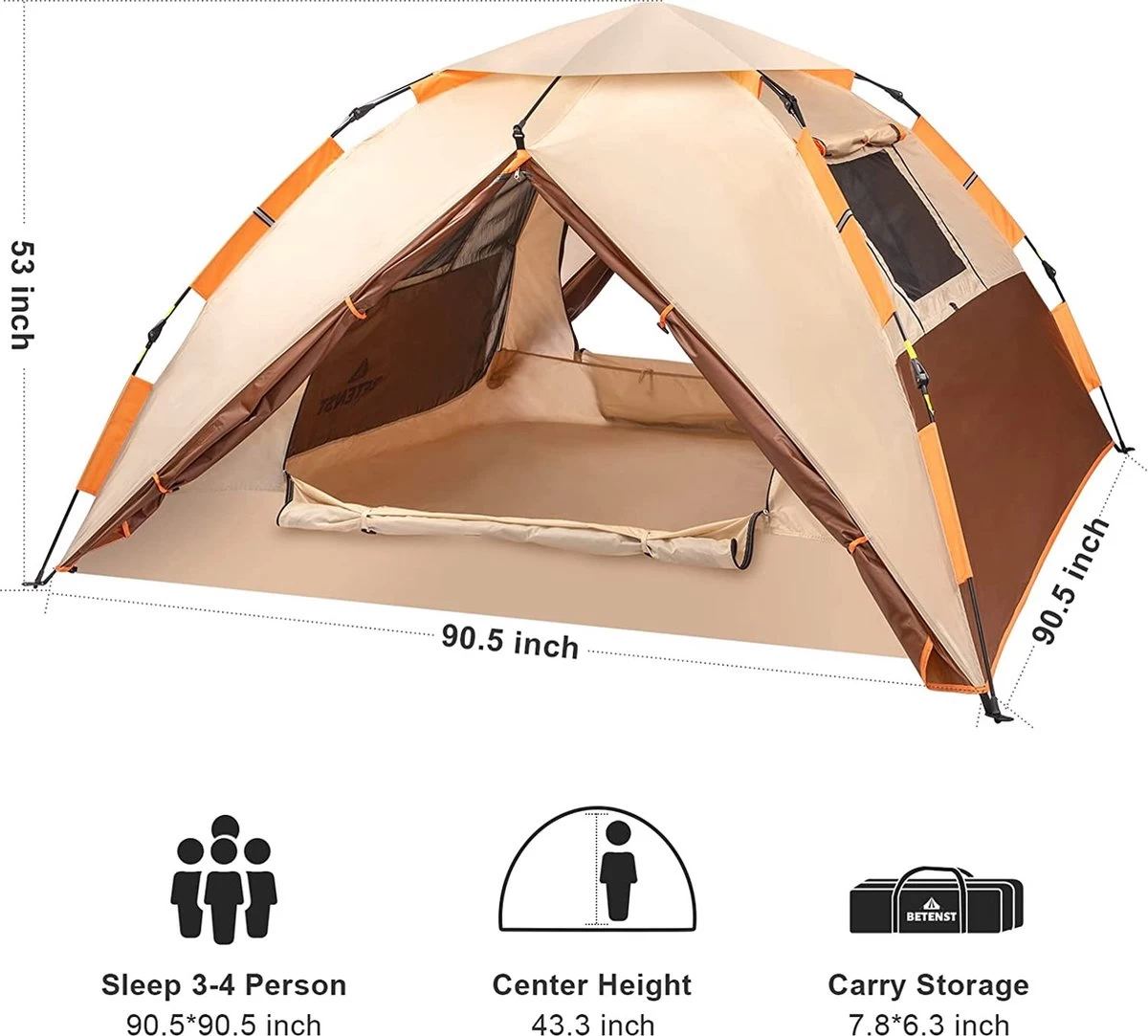 Merkloos Kamping Tent / Absolutely Waterproof, Lightweight Camping Tent With - Tent Ideal For Camping In The Garden, Dome Tent, - Afbeelding 5