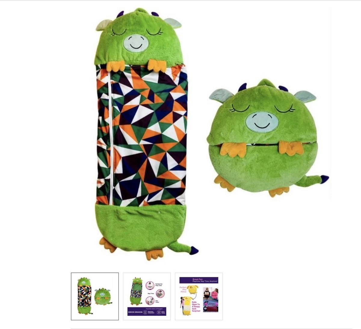 Draak Slaapzak -160 Cms | Kinderslaapzak | Slaapzak Junior | Nappers | Children Sleeping Bag | Kinderen Slaapzak | Super Soft 2 In 1 Fun Pillow &Sleepy For Boys | Draak Slaapzak | Zachte Slaapzak | Knuffel Slaapzak | 2 In 1 Slaapzak | Kinderen - Afbeelding 4