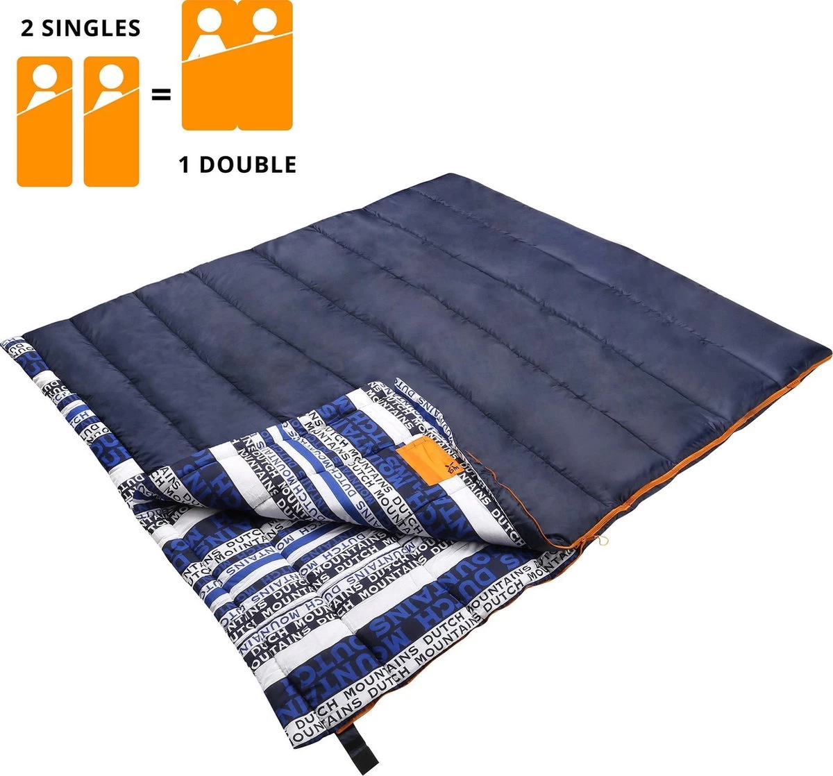 Dutch Mountains Slaapzak Goeree XL - Extra Groot 220x90cm - Katoenen Binnenkant - Aanritsbaar - Tochtstrip En Compressiehoes - Afbeelding 3