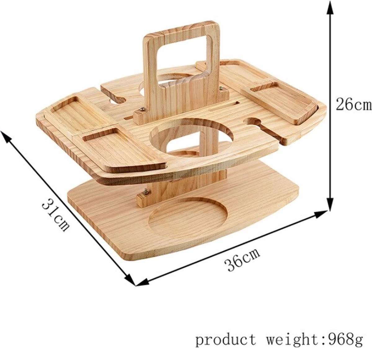 Merkloos Houten Outdoor Wijntafel Draagbare Houten Picknicktafel Mini Campingtafels Met Wijnglas Houder Voor Tuin Outdoor Camping Picknick Strand - Plataan Hout - Wijn - Afbeelding 8