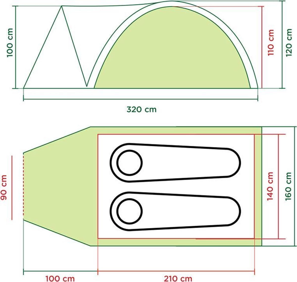 Coleman Darwin 2 Koepeltent - 2-Persoons - Groen - Afbeelding 8