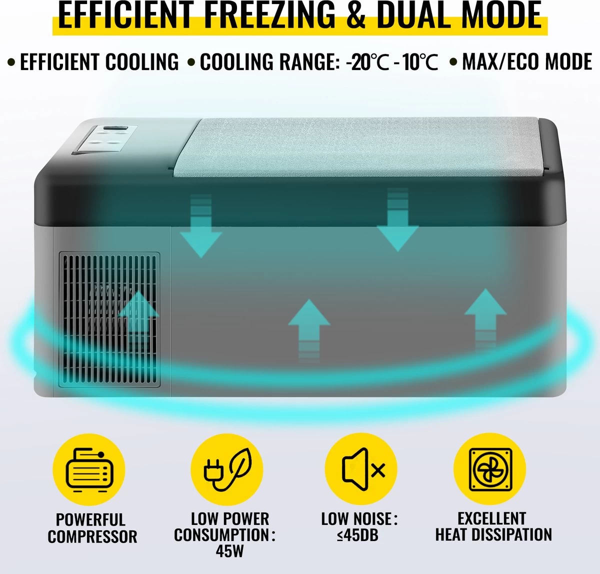 VEVOR - Coolbox - Koelbox 15L - Elektrische Coolbox - Draagbare Mini Koelkast - Draagbare Auto Vriezer 12/24Volt - Afbeelding 4