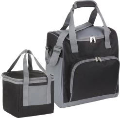 Basis Sterke Koeltas Set - 25 + 10 Liter - Lunchtas - Geïsoleerde Koeltassen - Picknicktas - Coolerbag - Zwart