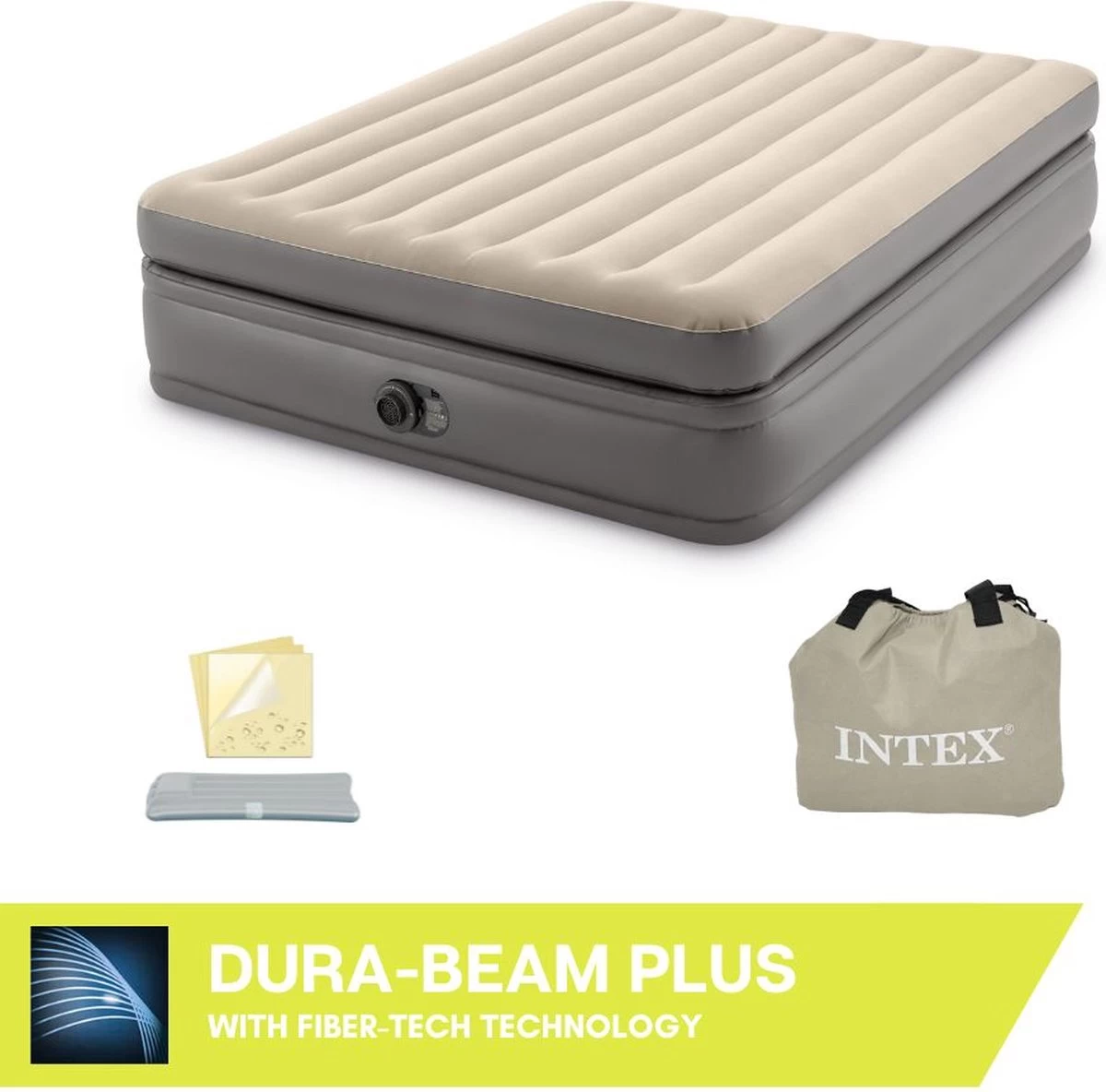 Intex Prime Comfort - Luchtbed - 2-Persoons - 152x203x51 Cm (BxLxH) - Grijs - Met Ingebouwde Motorpomp - Afbeelding 4