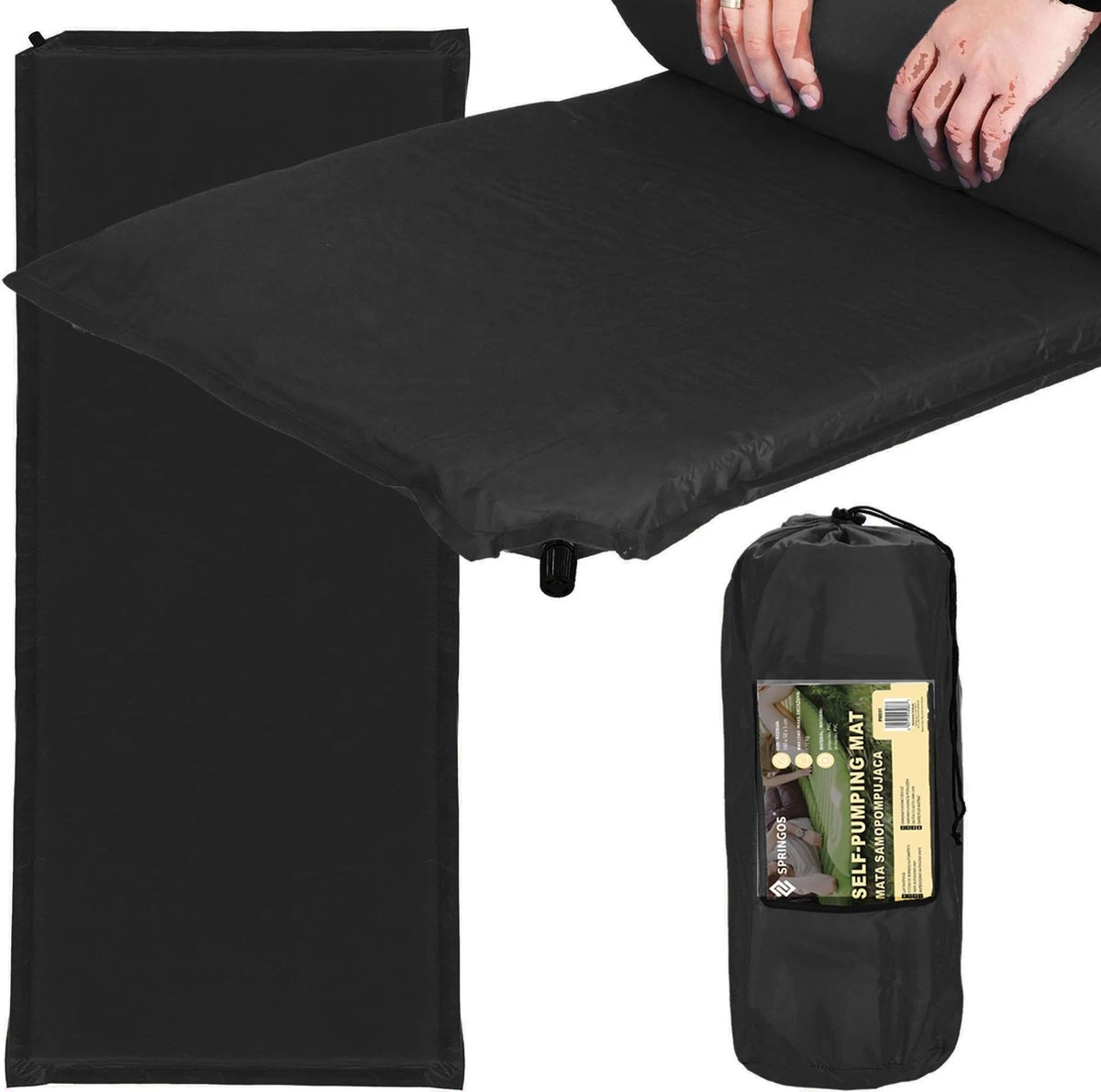 Springos Slaapmat | Zelfopblazend | 180 Cm | Inclusief Hoes | Zwart - Afbeelding 6
