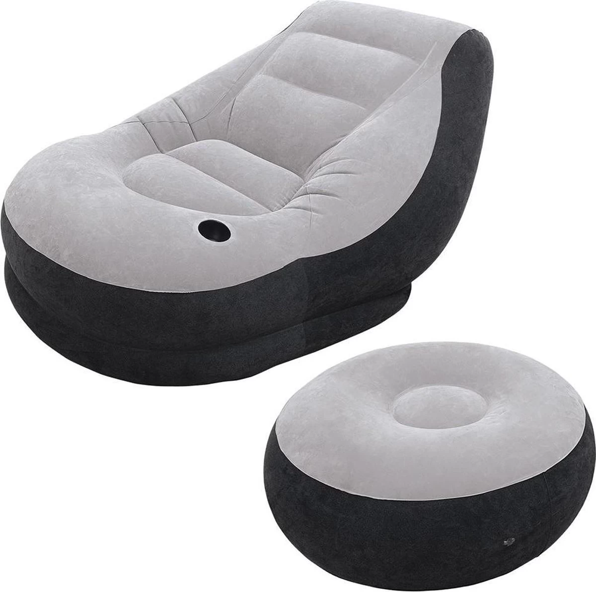 Intex Lounge Stoel - Ultra Lounge - Opblaasbaar - Grijs/zwart