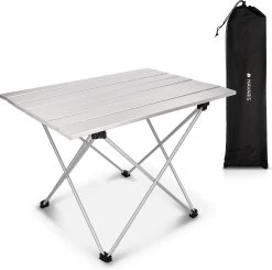 Navaris Campingtafel - Inklapbaar Campingtafeltje Van Aluminium - Opvouwbare Tafel Inclusief Draagtas - Picknicktafel - Zilver