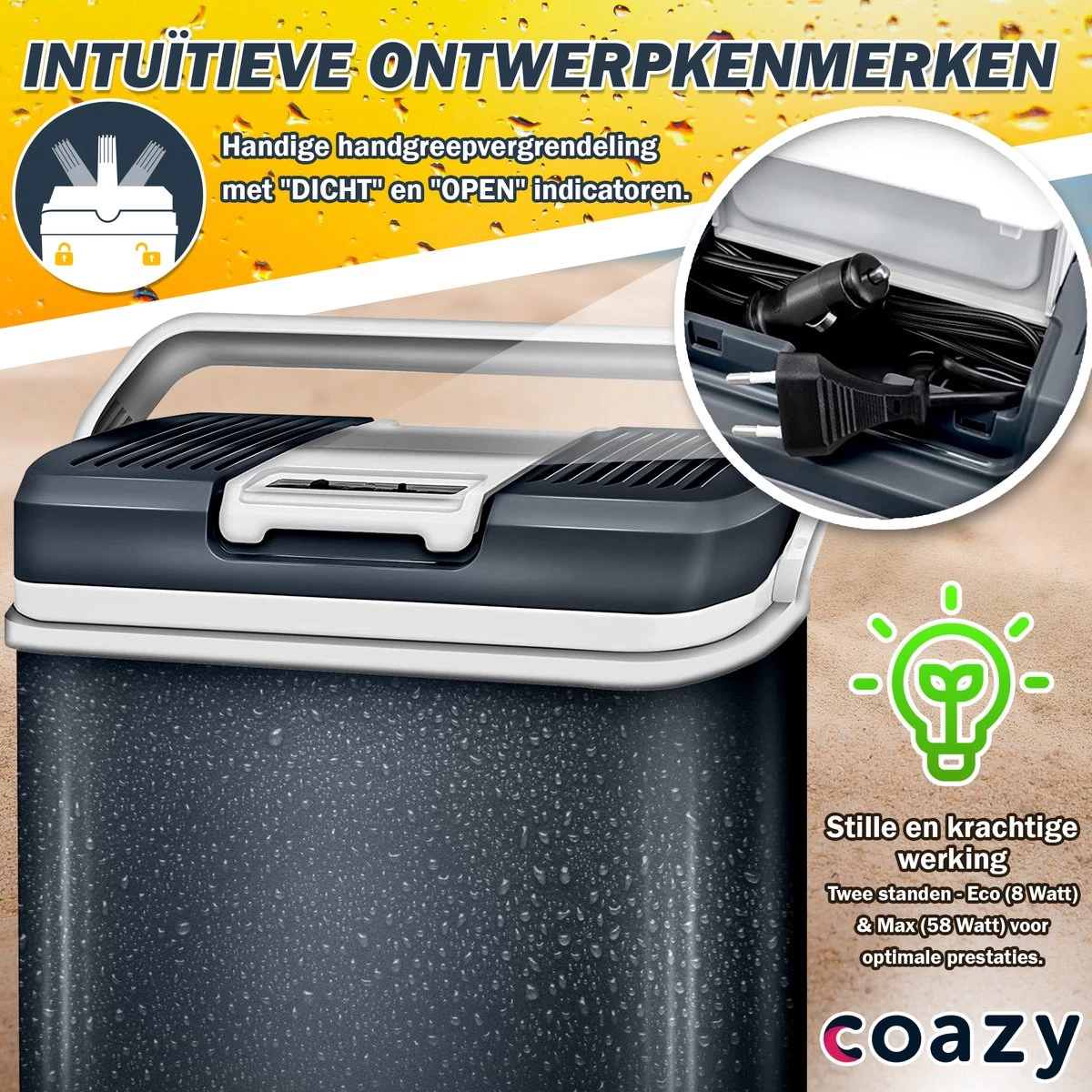 Koelbox 24L Met ECO Modus Voor Auto & Camping - Frigobox Elektrisch 24 Liter Met 12v 230 Volt - Verkoelt En Verwamt - MiniBar - Mini Koelkast - Afbeelding 2