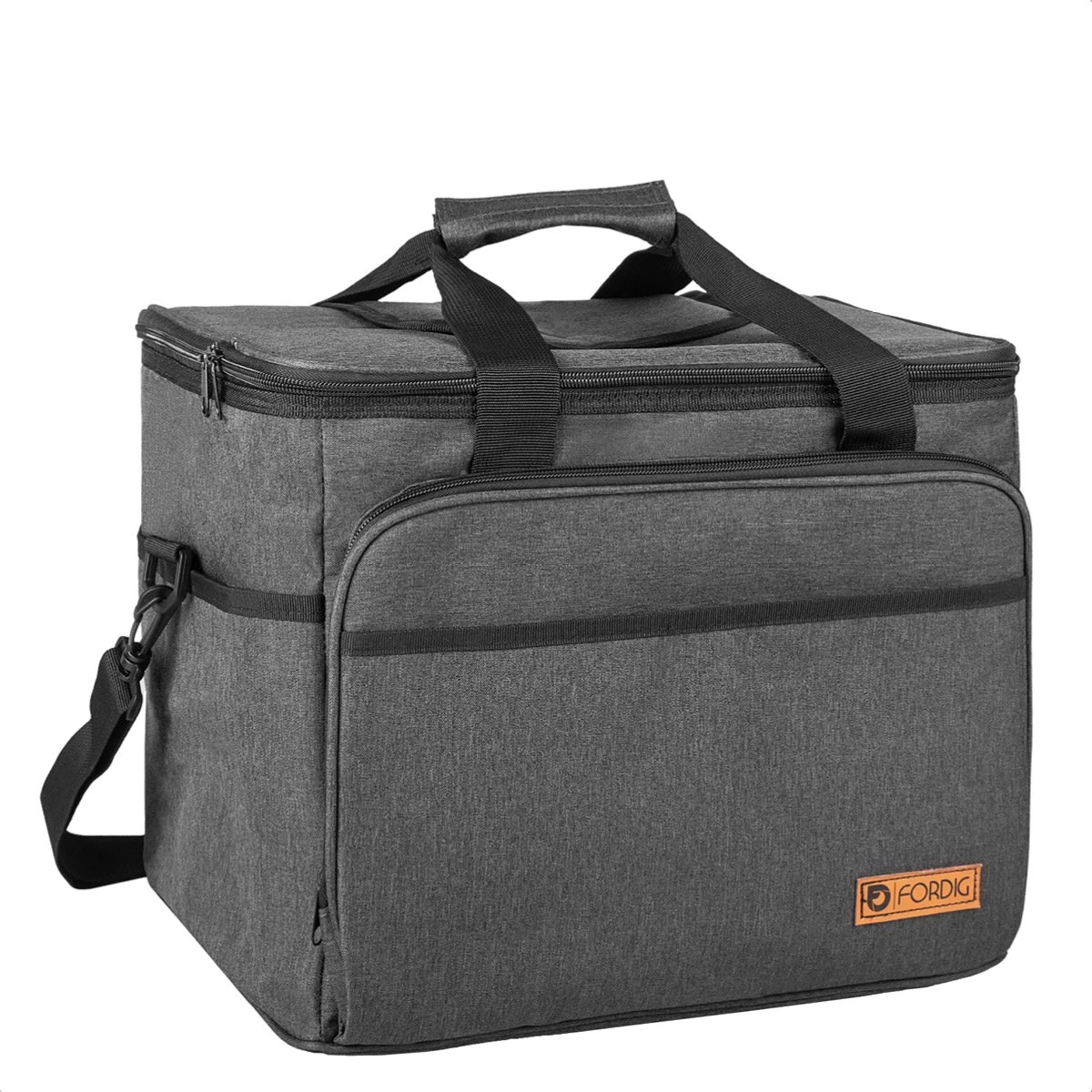 ForDig Koeltas XL Zwart (30 Liter) - Gemaakt Van 600D Polyester Met PEVA-Voering - Ruimte Voor 40 Blikjes Of 20 Halve Liter Flessen - Opvouwbaar Koel Tas Met Easy-Acces Flap - Ruimte Voor Bestek - Picknick Cool Bag - Coolerbag - Grote Cooler