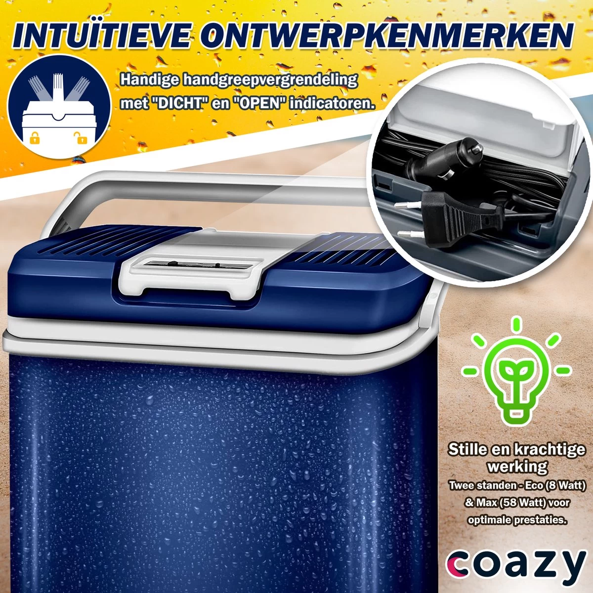 Coazy Koelbox 24L Elektrisch 12v 230 Volt - Met ECO Modus Voor Auto & Camping - Elektrische Frigobox Klein - Verkoelt En Verwarmt - Eco Modus - MiniBar - Electrische Mini Koelkast - Afbeelding 2