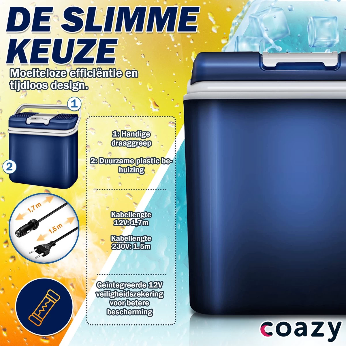 Coazy Koelbox 24L Elektrisch 12v 230 Volt - Met ECO Modus Voor Auto & Camping - Elektrische Frigobox Klein - Verkoelt En Verwarmt - Eco Modus - MiniBar - Electrische Mini Koelkast - Afbeelding 3