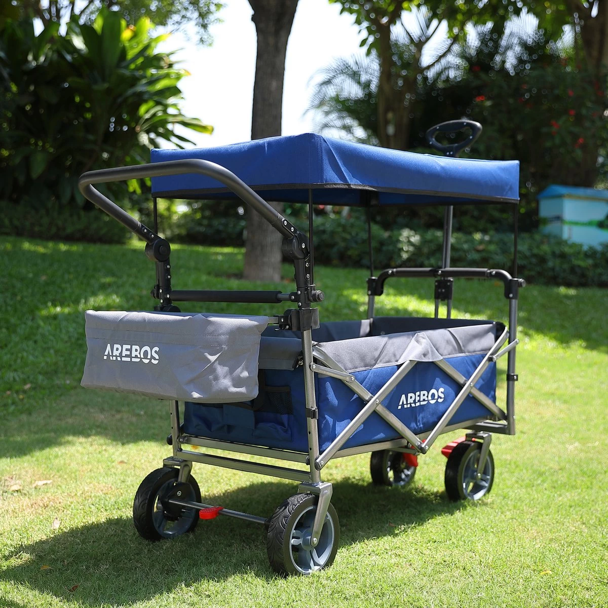 AREBOS Premium Steekwagen Met Dak Opvouwbare Tuinkar Handkar Bolderkar Blauw / Grijs - Afbeelding 5