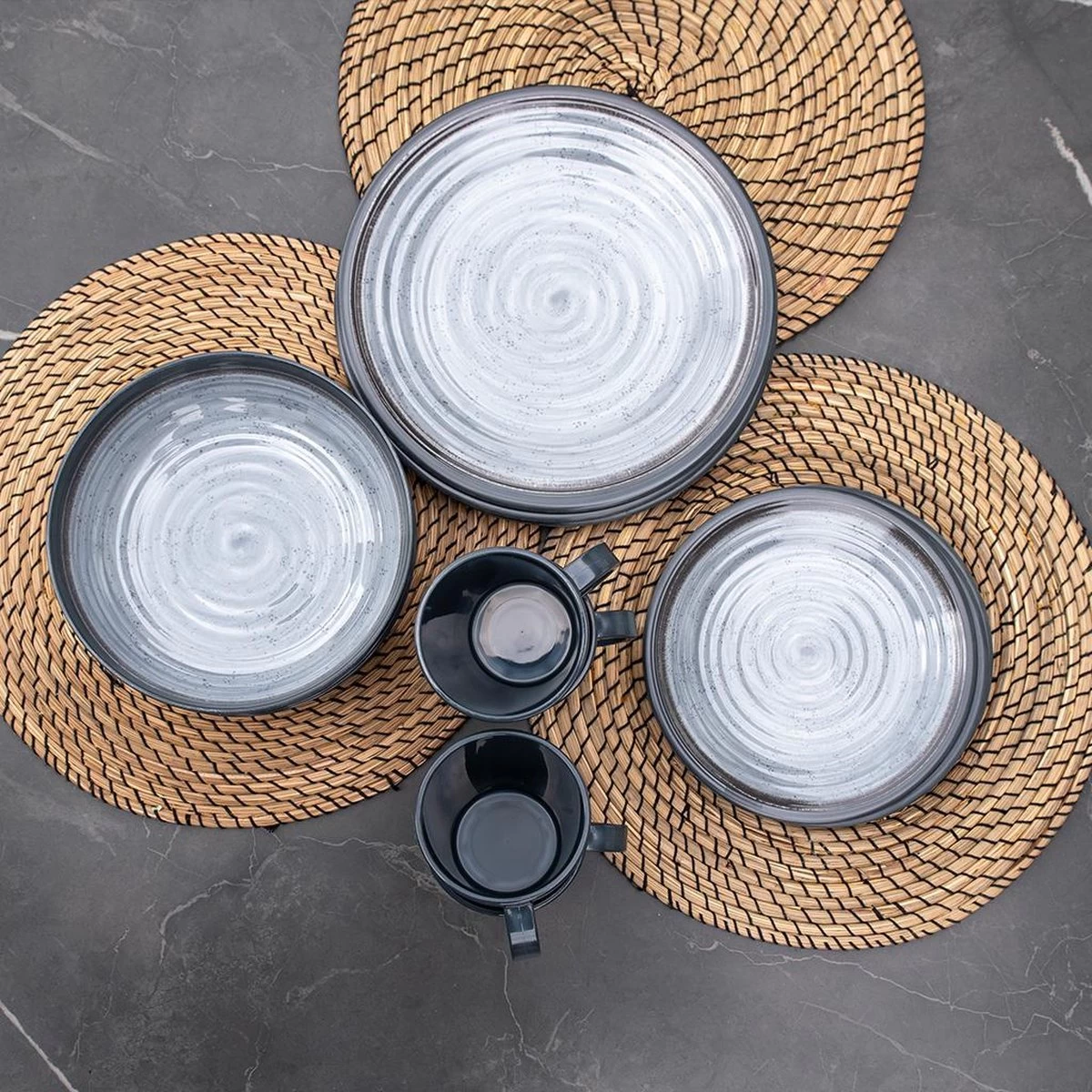 Travellife Jávea Serviesset - 16-delig - Donkergrijs - Afbeelding 2