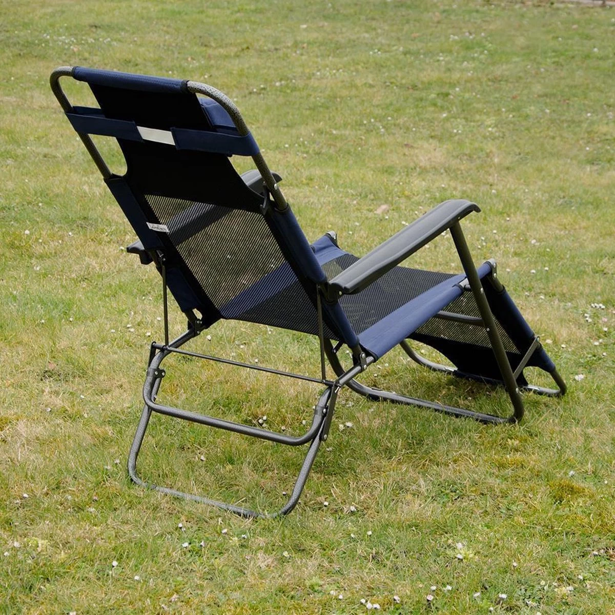 Ligstoel 180x60cm - Opvouwbaar Campingstoel Ligbed Strandstoel Tuinstoel Vouwligstoel Blauw - Afbeelding 13