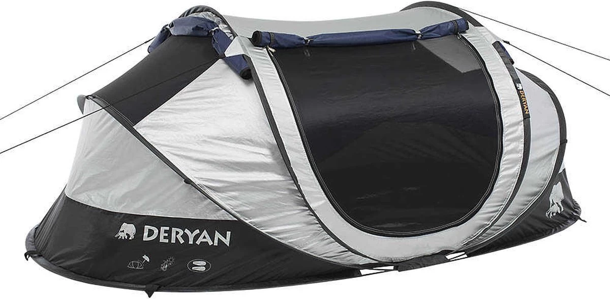Deryan Cocoon Pop Up Tent - Slaapzak - Luchtbed - Luchtpomp - 4 Persoons - Zilver - Afbeelding 14