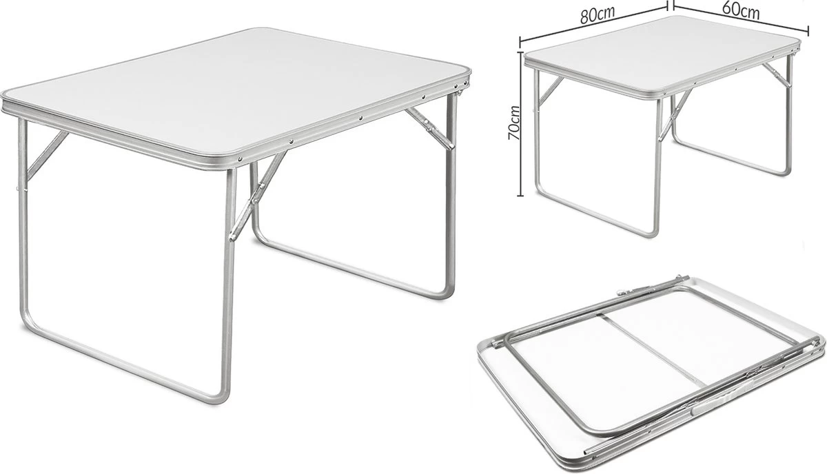 Merkloos Aluminium Inklapbare Tuintafel - Campingtafel - 80x60x68 Cm - Afbeelding 8