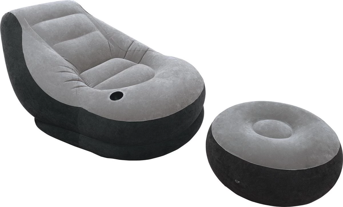Intex Lounge Stoel - Ultra Lounge - Opblaasbaar - Grijs/zwart - Afbeelding 3
