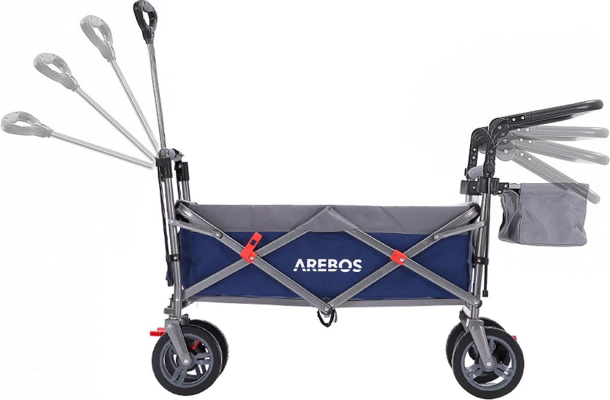 AREBOS Premium Steekwagen Met Dak Opvouwbare Tuinkar Handkar Bolderkar Blauw / Grijs - Afbeelding 11