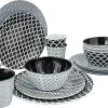 Bo-Camp Servies - Mix & Match - 16 Delig - Zwart/Wit