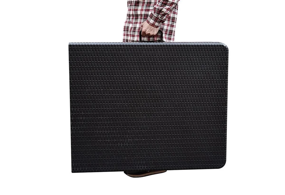 ERRO Vouwtafel - Wickerlook - 180x74cm - Zwart - Afbeelding 4