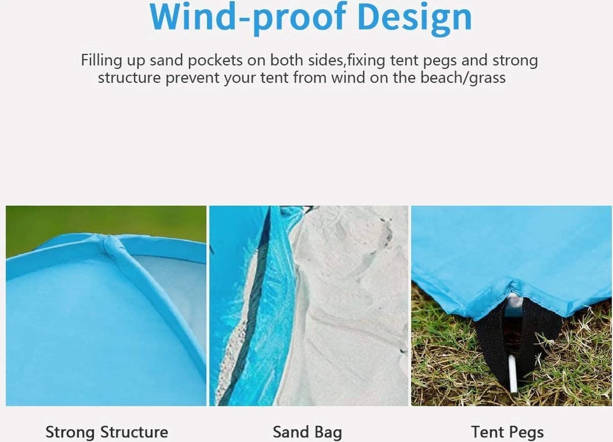 IGOODS Pop-up Tent - 2/3-Persoons - Blauw - Afbeelding 4