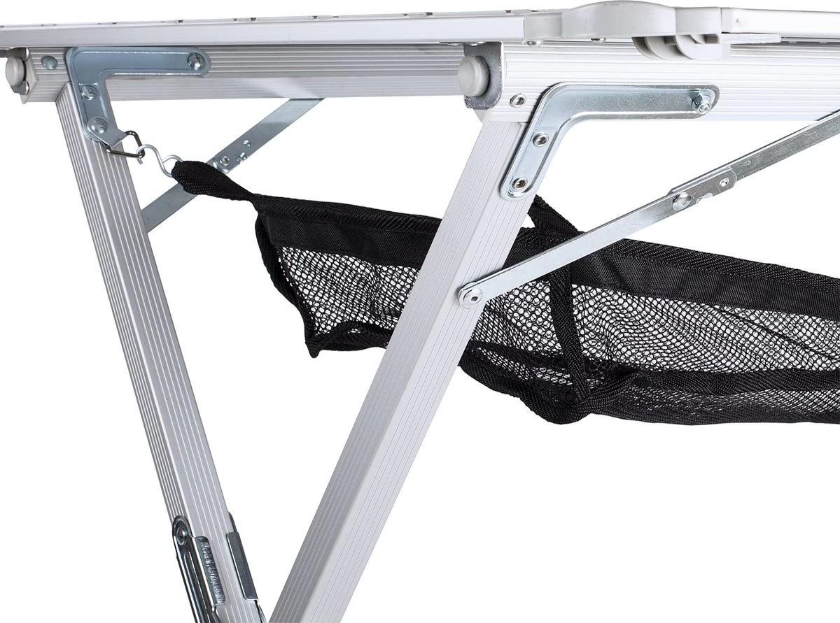 Campart Campingtafel XL TA-0806 - Opvouwbaar, Lichtgewicht En Met Verstelbare Poten - Kampeertafel Inklapbaar Inclusief Opbergtas - 140 X 80 X 70 Cm - Wit - Afbeelding 8