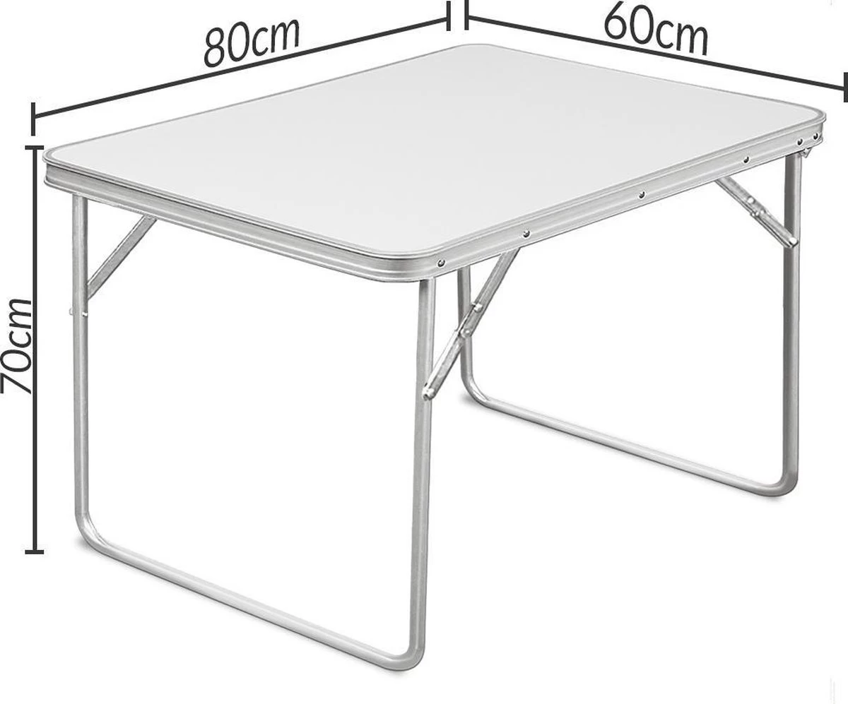 Merkloos Aluminium Inklapbare Tuintafel - Campingtafel - 80x60x68 Cm - Afbeelding 2