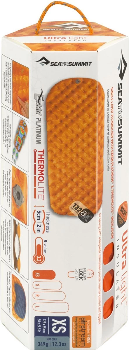 Sea To Summit UltraLight Insulated Regular Opblaasbare Slaapmat - 5cm - 480g - Oranje - Afbeelding 19
