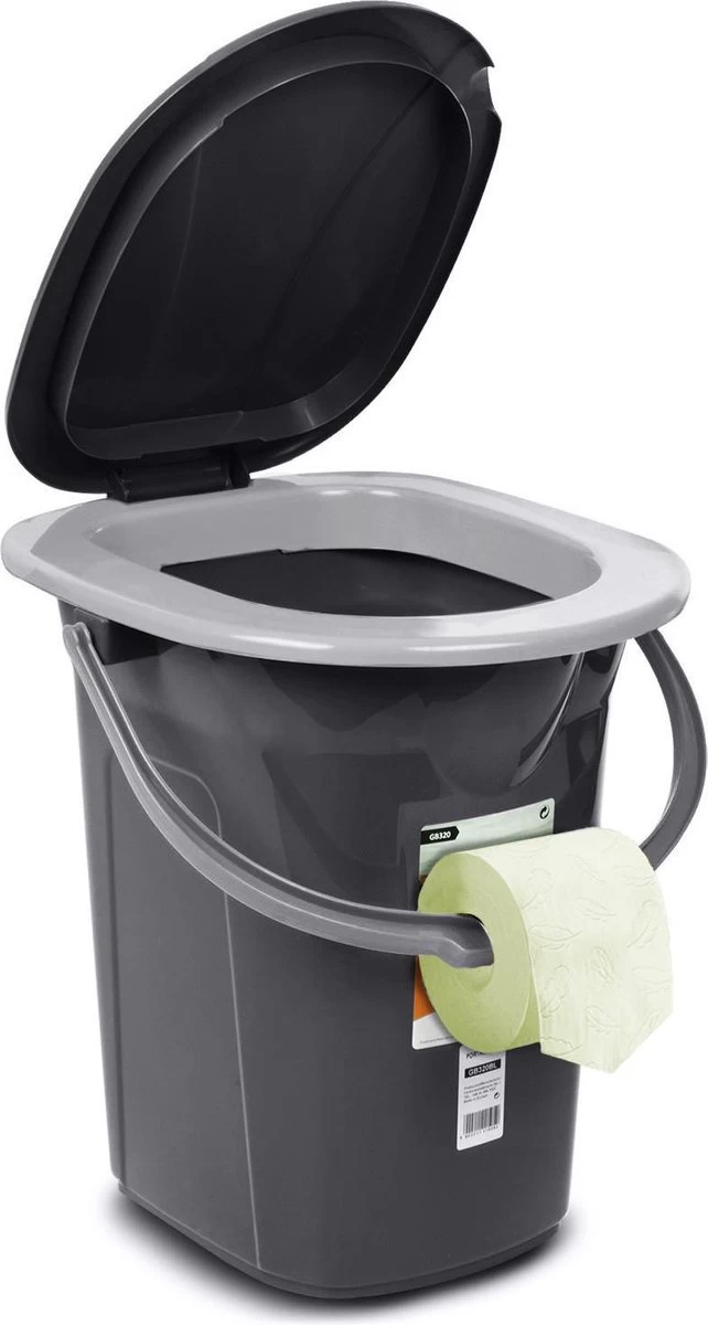 Campingtoilet 19L Mobiele Toiletemmer Reistoilet Toiletemmer Toilet Mobiele Camping Antraciet - Afbeelding 4