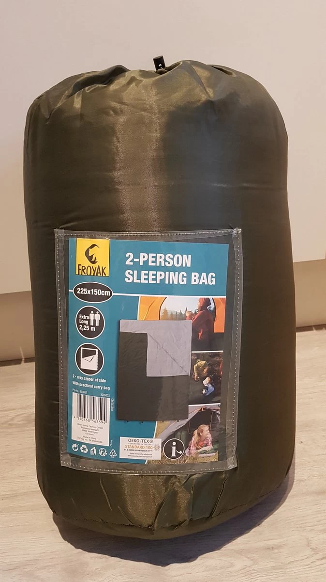 Froyak - 2-persoons Slaapzak XXL Groen 225 X 150 Cm - 2 Persoons Slaapzak Envelop Model Extra Large - Afbeelding 4