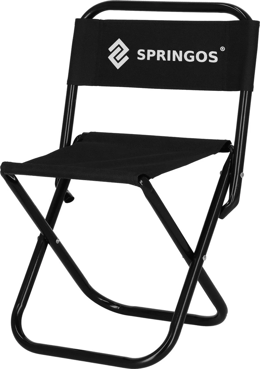 Springos Campingstoel | Kampeerstoel | Vouwstoel | Klapstoel | Zwart - Afbeelding 2
