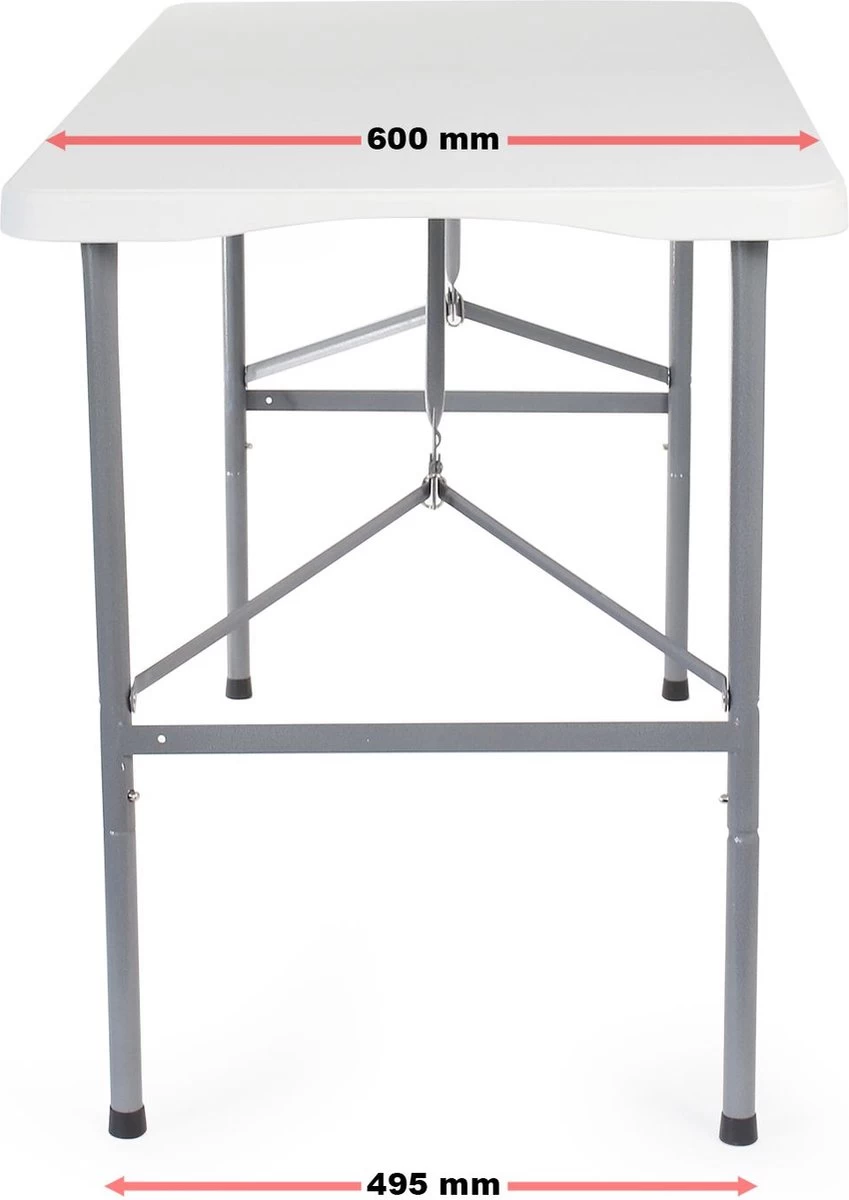 Toboli Klaptafel 120x60x74cm Campingtafel Wit; Bijzettafel, Inklapbare Tafel - Multistrobe - Afbeelding 2