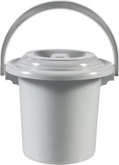 Curver Camping Toiletemmer - Met Deksel - 5 L - Ø 23,5 Cm - Lichtgrijs