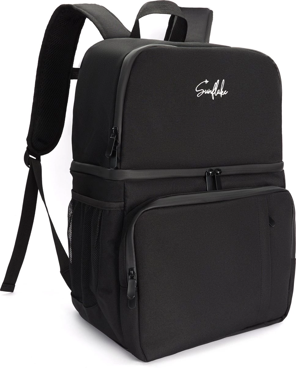Sunflake Koeltas Rugzak (28L) - Geschikt Voor 16 Blikjes - Lunchtas Voor Dames En Heren - Zwart