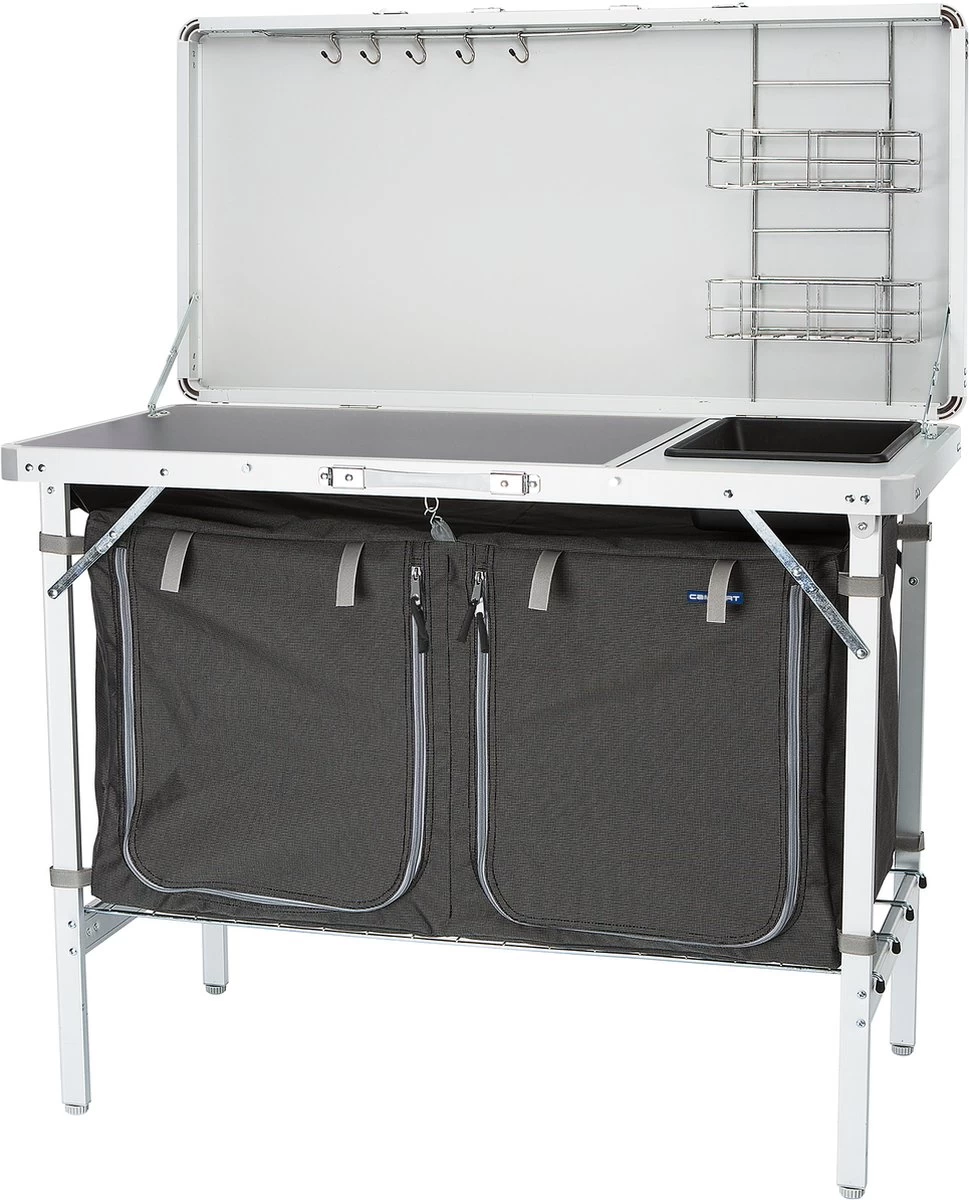Campart Campingkeuken KI-0757 – Complete Keuken En Campingkast – Opvouwbaar En Inclusief Draagtas - Grijs - Afbeelding 10